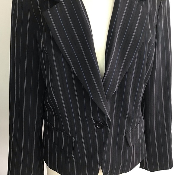 Studio 1940 black stretch one button blazers with blue and gray pinstripes XL - Picture 2 of 11